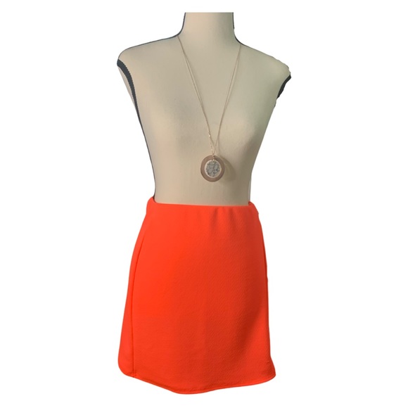 Neon Orange Pencil Skirt - Picture 2 of 3